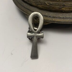 Silver Tone Ankh Pin Brooch